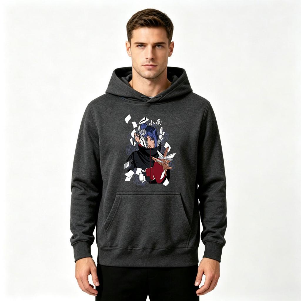 Men's Printed Pullover Hoodie Anime Character Graphic Casual Long Sleeve Sweatshirt for Daily Wear