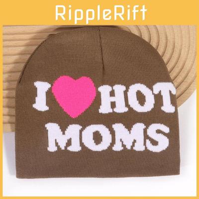Moms I Hot Letter Pattern Knit Hat For Winter Outdoor Warm Cap Fashion Gift