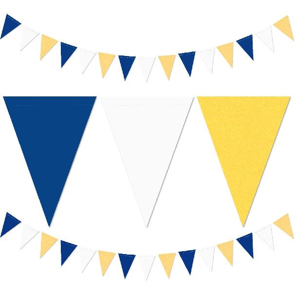 Silver Black Gold Party Decorations - 2Pcs Paper Pennant Banner Flags Men Birthday New Years Eve Retirement Graduation Anniversary Classroom Office