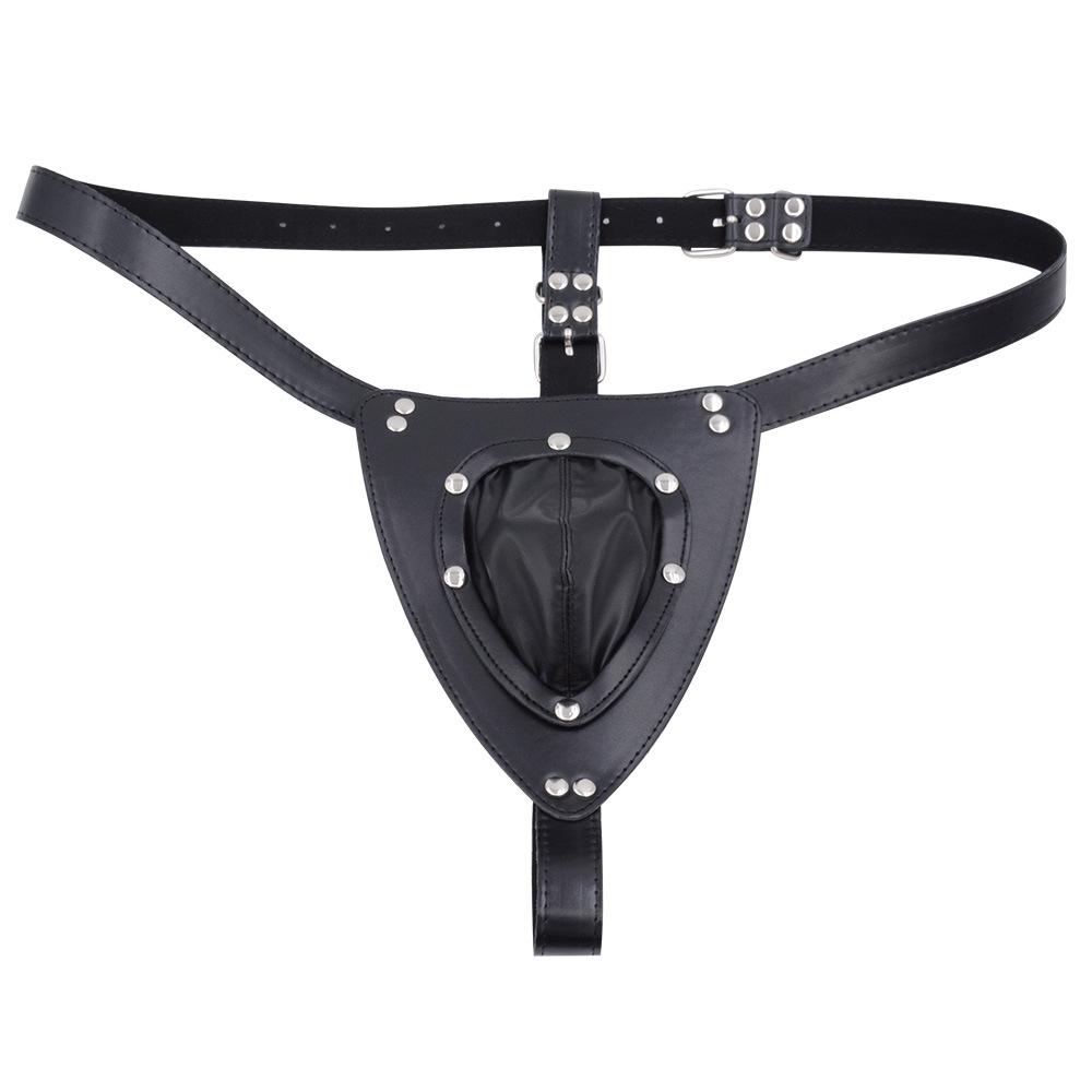 Men's Leather Chastity Underwear Detachable Bird's Nest Binding Sexy SM Toy Sexy Stage Male Slave Binding Training