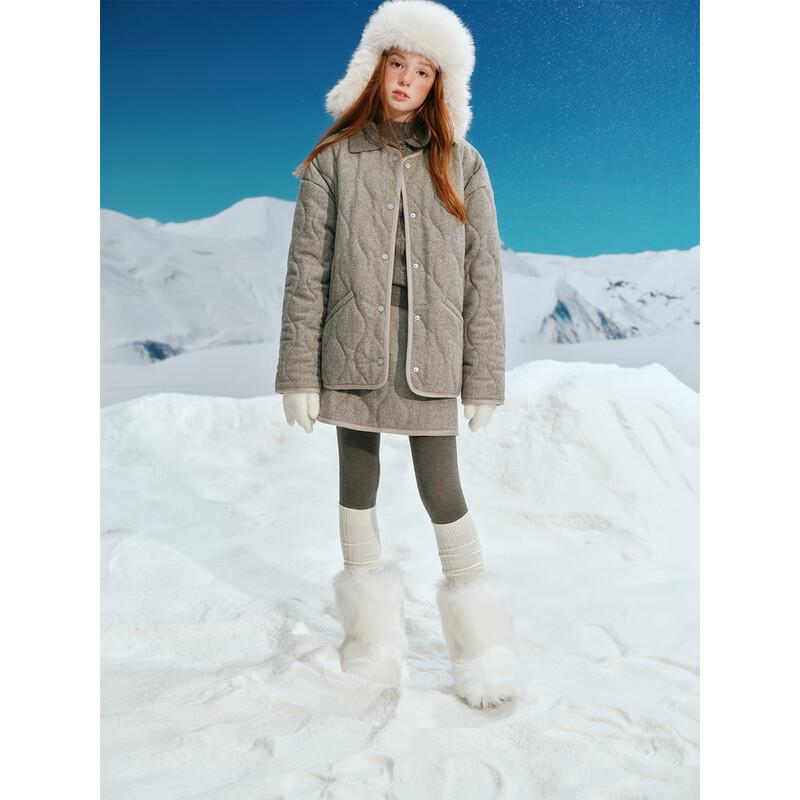 ELLE KIDS Mädchen Steppjacke mit Tweed-Muster in Heather Grey