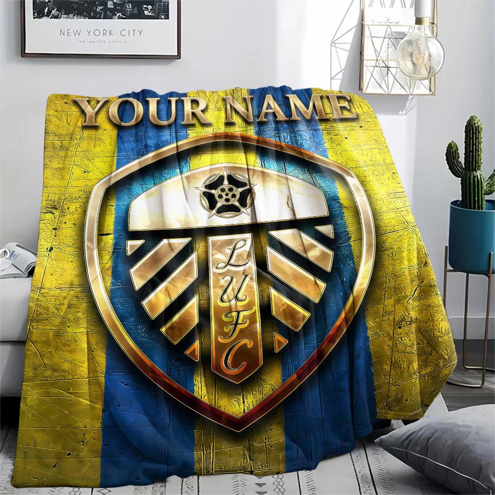 1PC Custom Name Leeds United F.C. Patterned Flannel Blanket Suitable For All Seasons for Home Decor Warmth and Comfort Gifts Holiday Present -HE143