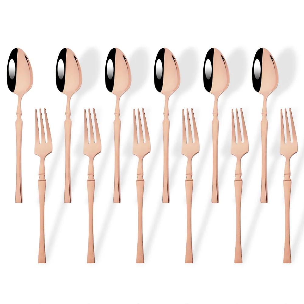 12Pc Mini Fork Spoon Tableware Set For Fruit Cake Snack Stainless Steel Tea Fruit Fork Spoon Set Silver Salad Fork Flatware