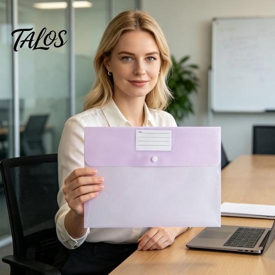 Plastic Project Folders 8Pcs Document Folders, A4 Size File Envelopes with Snap Button And Student Test Paper Organizers Label Pocket, Thickened