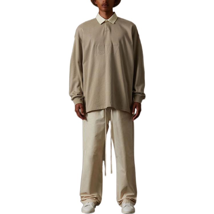 Fear of God Essentials Fall-Winter 2022 Henley Rugby Long Sleeve Polo With Flocked Numbers Unisex Tops Smoke FOG-FW22-097