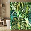 4pcs, Tropical Greenery Pattern,Apartment Bathroom, Shower Room Shower Curtain, Hotel Shower Curtain Set, with 12 Hooks