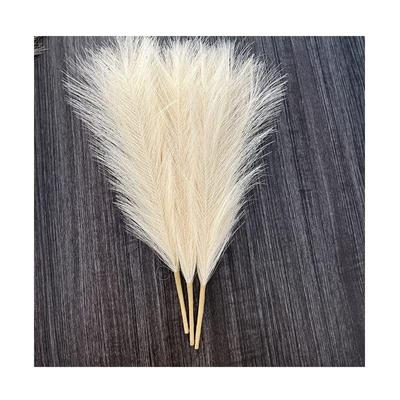 3 Pcs Faux Pampas Small Fluffy Artificial Flowers Fake Flower for Home, Office,Bedroom Decoration (Without Vase Pot) (Off White) Silk