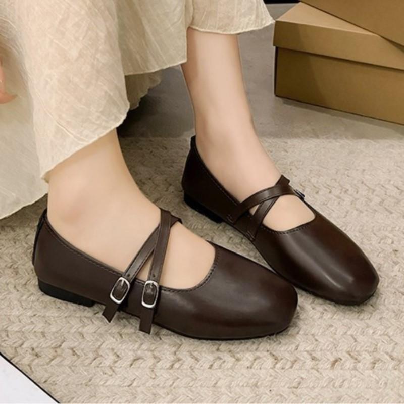 Fashion 2025 Autumn French Mary Jane Ballet Flats Soft Sole Comfortable Bean Shoes Womens Retro Sliver Black Design Elegant Shoes