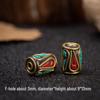 Handmade Ethnic Retro Buddhist Copper Beads with Inlaid Turquoise and Brass Spacer Beads.
