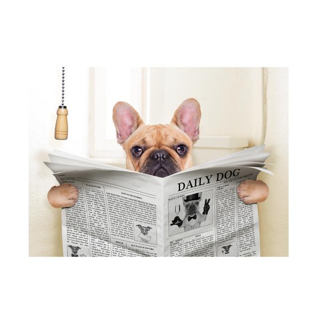Toilet Decor Wall Art Cute Dog Canvas Painting Animal Posters and Prints Wall Pictures for Nursey Kitchen Kids Room Decoration No Frame