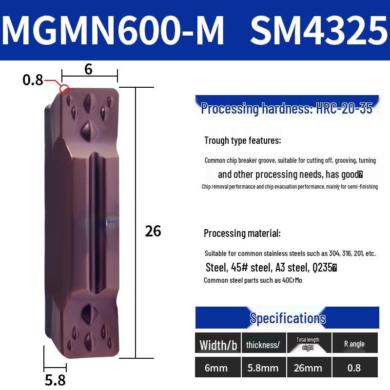 CNC Grooving Blade MGMN300/400-M for Stainless Steel, Ceramic, Aluminum Lathe Parting Tool Inserts