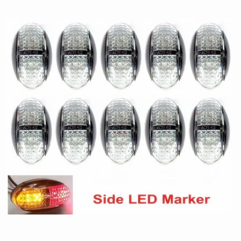 Fuleem 10PCS 12V 24V DC 4 LED CLEARANCE LIGHTS SIDE MARKER LED TRAILER TRUCK AMBER RED Waterproof 10PCS RED AMBER