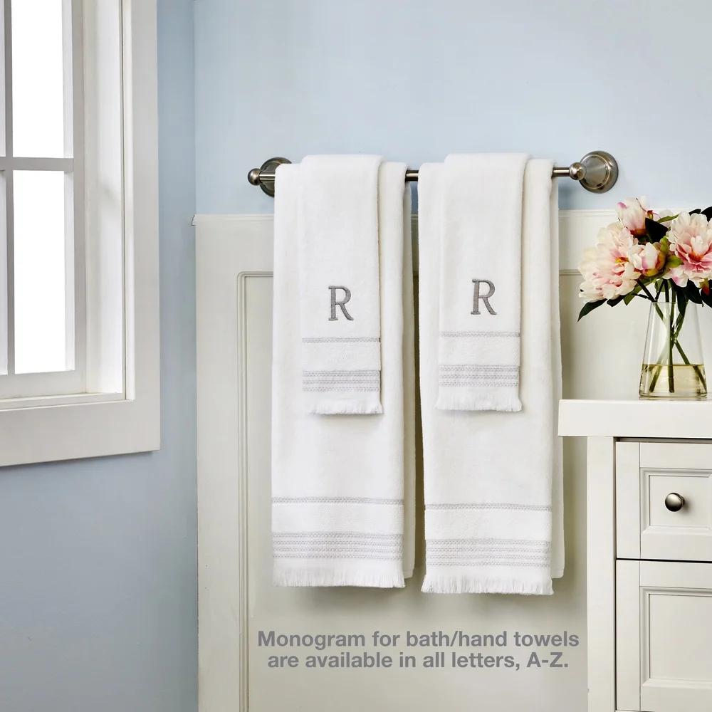 Casual Monogram Hand Towel Set 2-Pack Personalized Cotton Terry Embroidered Gift Wedding Home Decor Absorbent Soft Towel