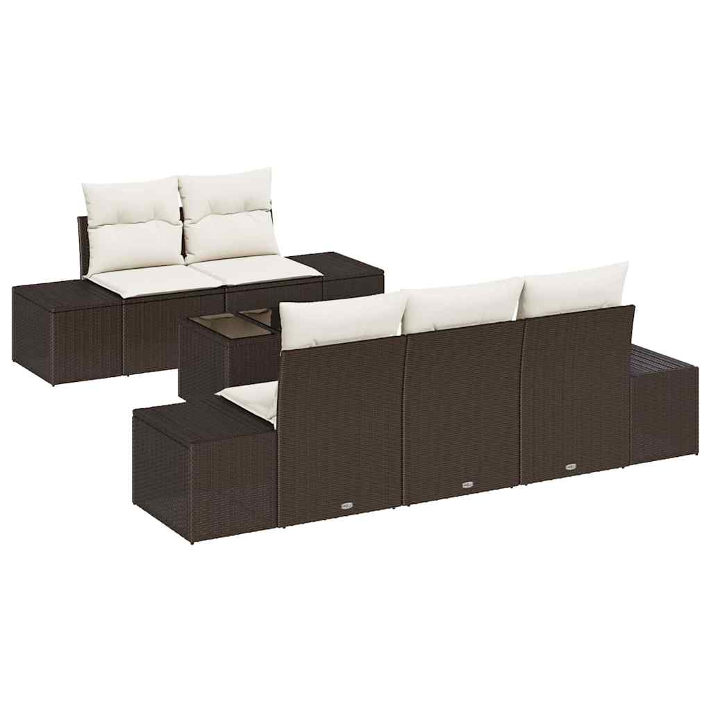 Brown Poly Rattan Sofa Set with Cushions