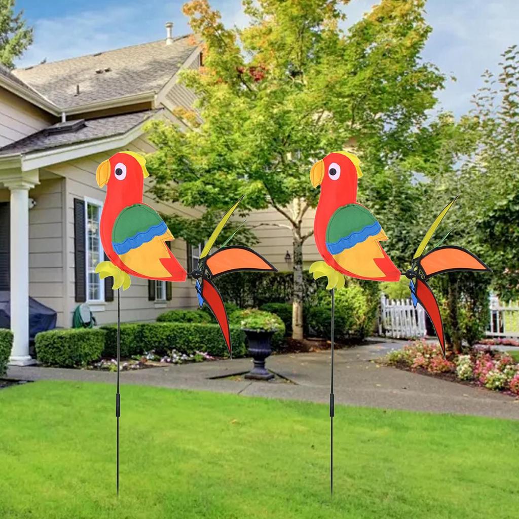 Garten Windräder PVC Papageienförmiger Windspinner für Garten Wetterfeste Windräder Stäbe für Rasen Hof Terrasse