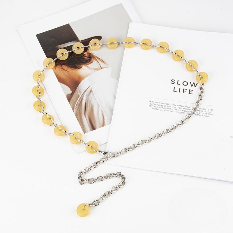 Fashion European and American Donuts Metal Decorative Waist Chain Women's Circle Ins Style with Dress Accessories Belt Women