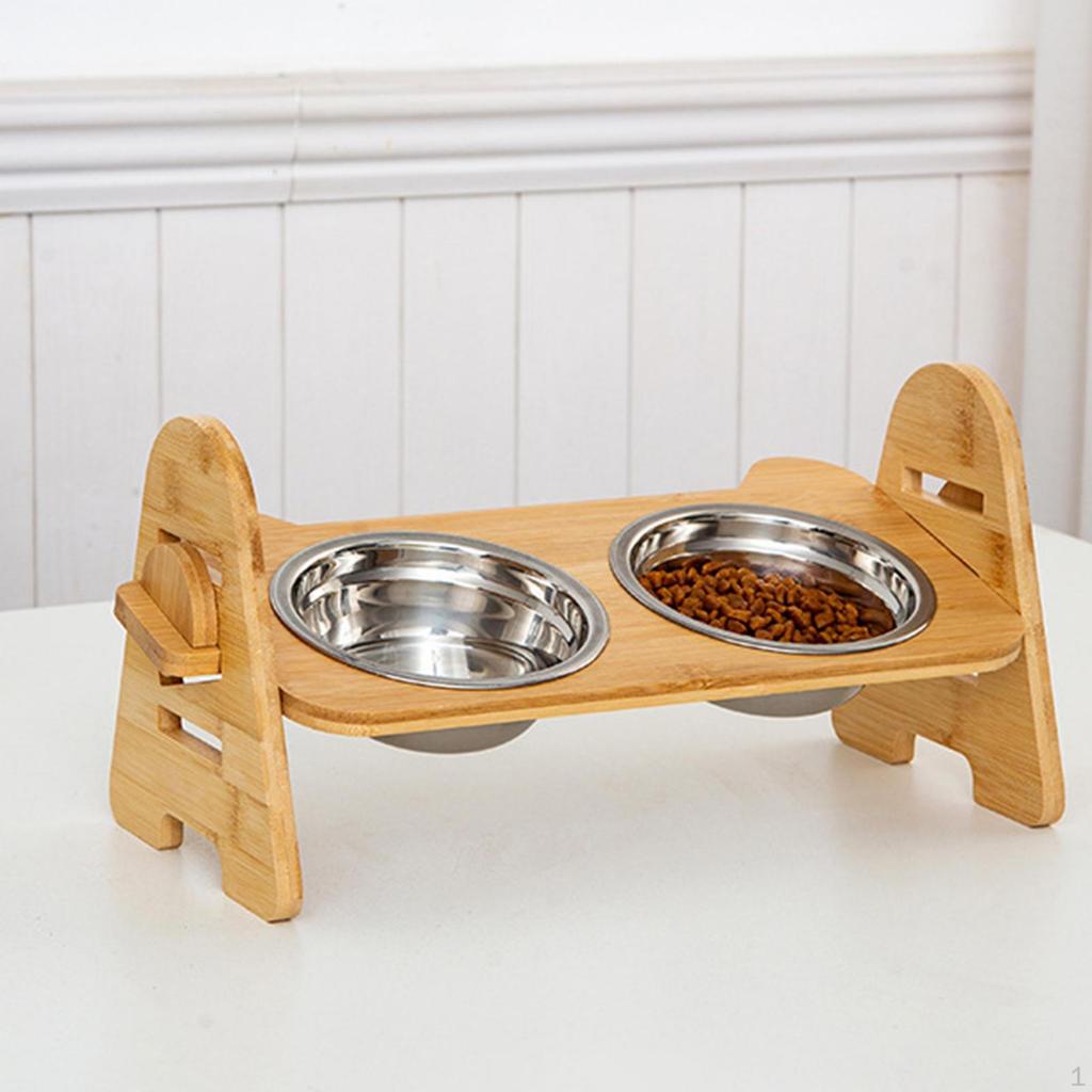 Elevated Tilted Cat Bowl with Stand Pet Supplies Feeding Station Adjustable Food Water Dish