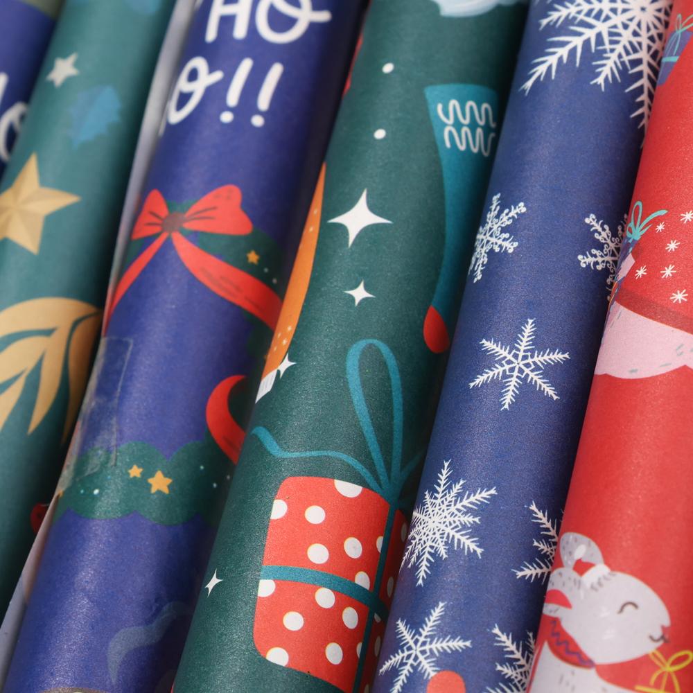 Christmas Kraft Wrapping Paper Cartoon Xmas Tree Santa Claus Gifts Packaging Paper DIY Craft Home Party Decoration Kraft Paper