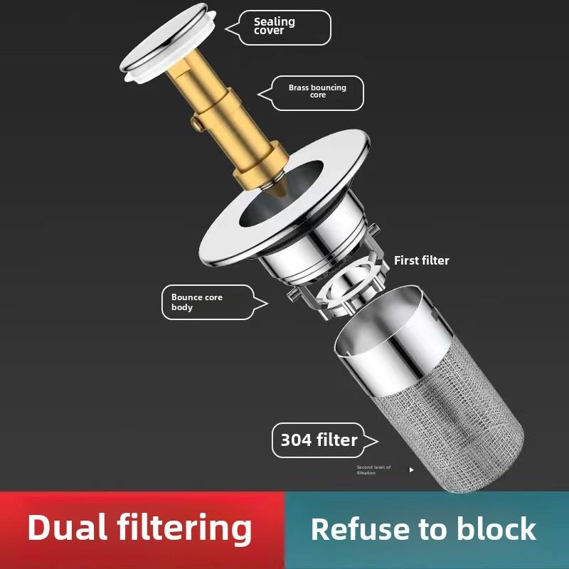 304 basin wash basin leak plug wash basin deodorant plug drain press filter bounce core seal(F36-Refined copper deodorant core)