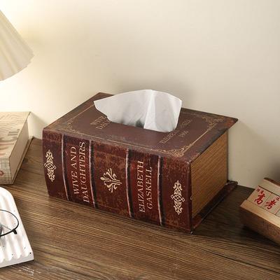 Wooden Paper Box Spring Rebound Paper Box Retro Style Creative Paper Towel Box Ins Style High Value Desktop Ornament