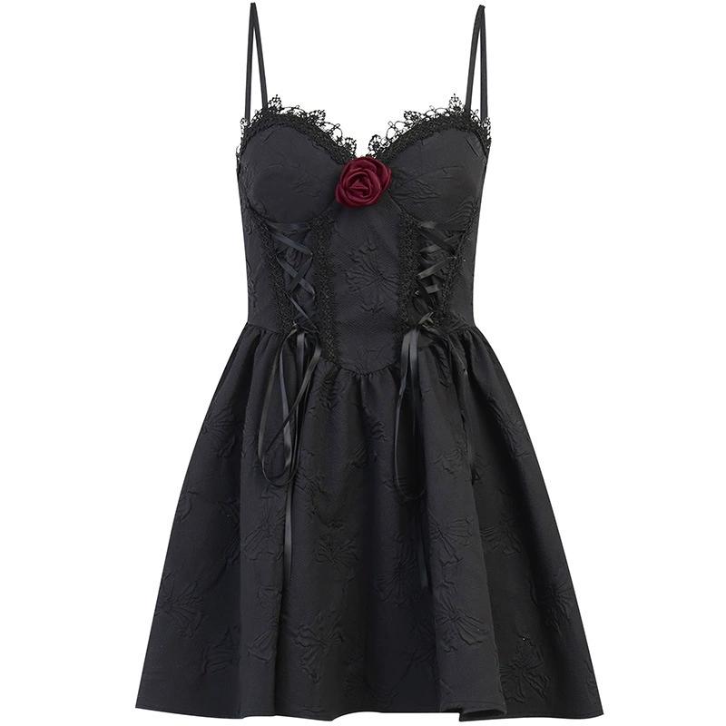 Summer Sexy Lace Suspender Skirt Women's Fashion Temperament Jacquard Dress Women