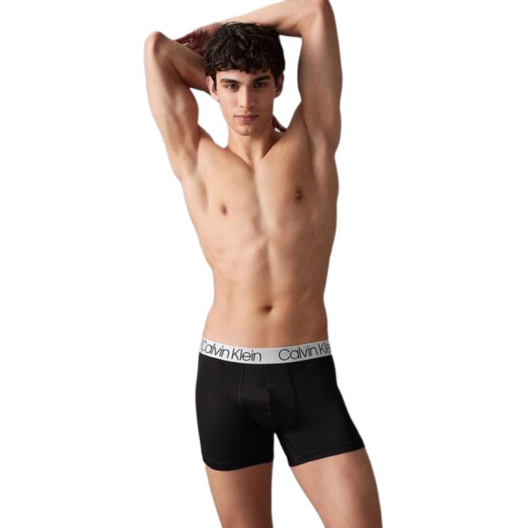 Calvin Klein Jacquard Waistband Smooth Anti-Chafing Boxer Briefs 3-Pack Men underwear Space-Black NP2741O-001