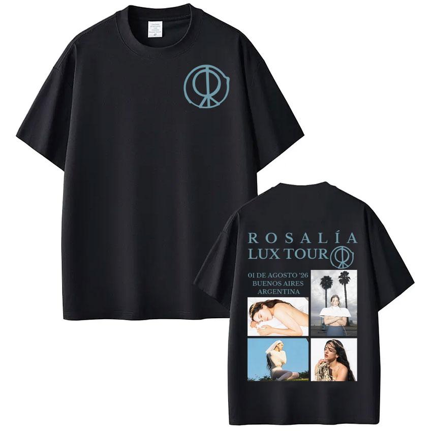 Singer Rosalía LUX Album Tour Print Tshirt Men Women Aesthetics Casual Tshirt Oversized Fashion Cotton T Shirts Streetwear