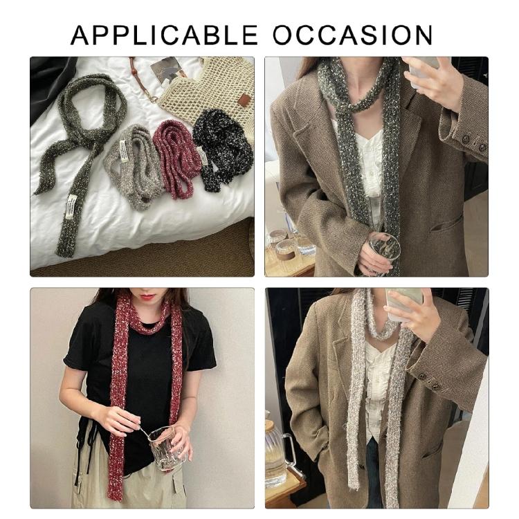 Women Skinny Scarf Thin Choker Knit Belt Long Tie Scarf Bag Handle Wrap