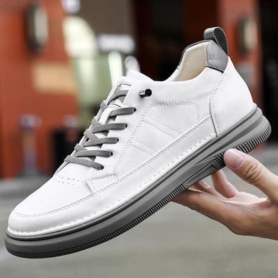 866 Męskie Sneakersy Podwyższające: Casualowe buty na platformie z grubą podeszwą, niskie, ze skóry bydlęcej, wiosenny trend.