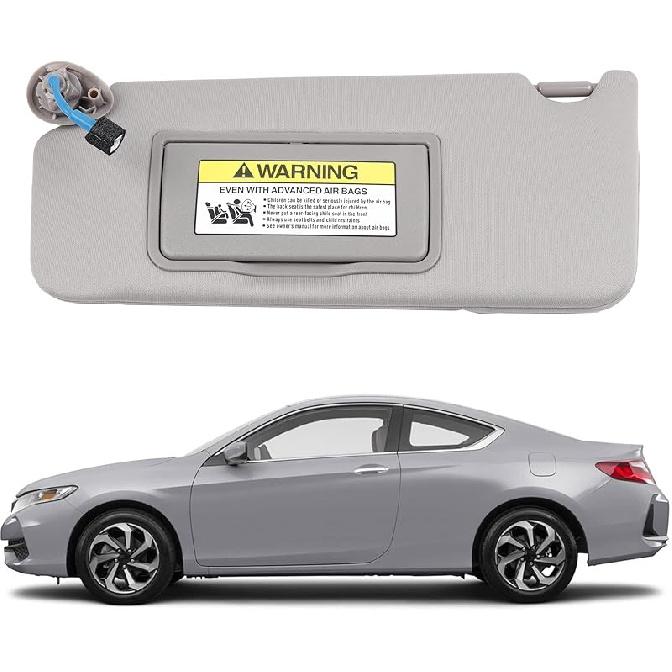 Dasbecan Gray Left Driver Side Sun Visor With Light Compatible With Honda Accord 2008-2017 Replaces# 83280-TA5-A51ZA 83280-TA5-A71ZA Gray Right