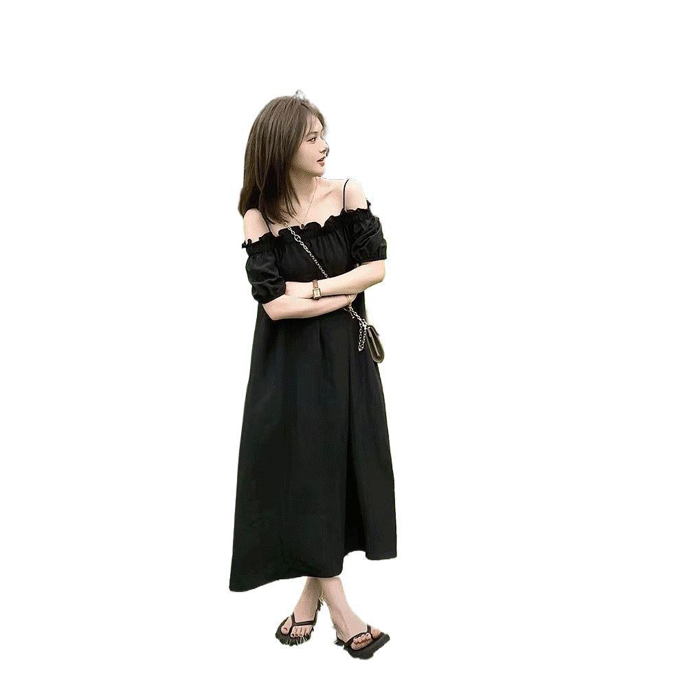 Damen Sommer Süß & Würziges One-Shoulder Kleid - Strandurlaub, Sanfter Stil, Locker, Schlankmachender Mid-Length Rock