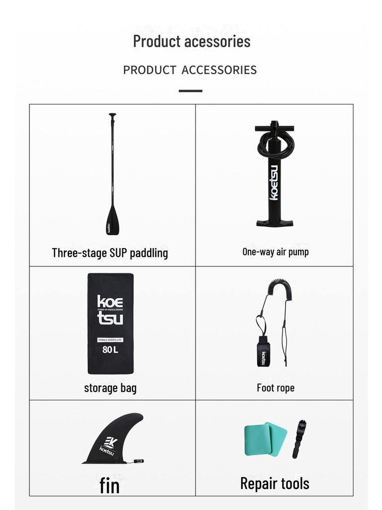 KOETSU Inflatable Paddle Board: Beginner Stand-Up Paddle Board & Surfboard - Green Water Ski Edition