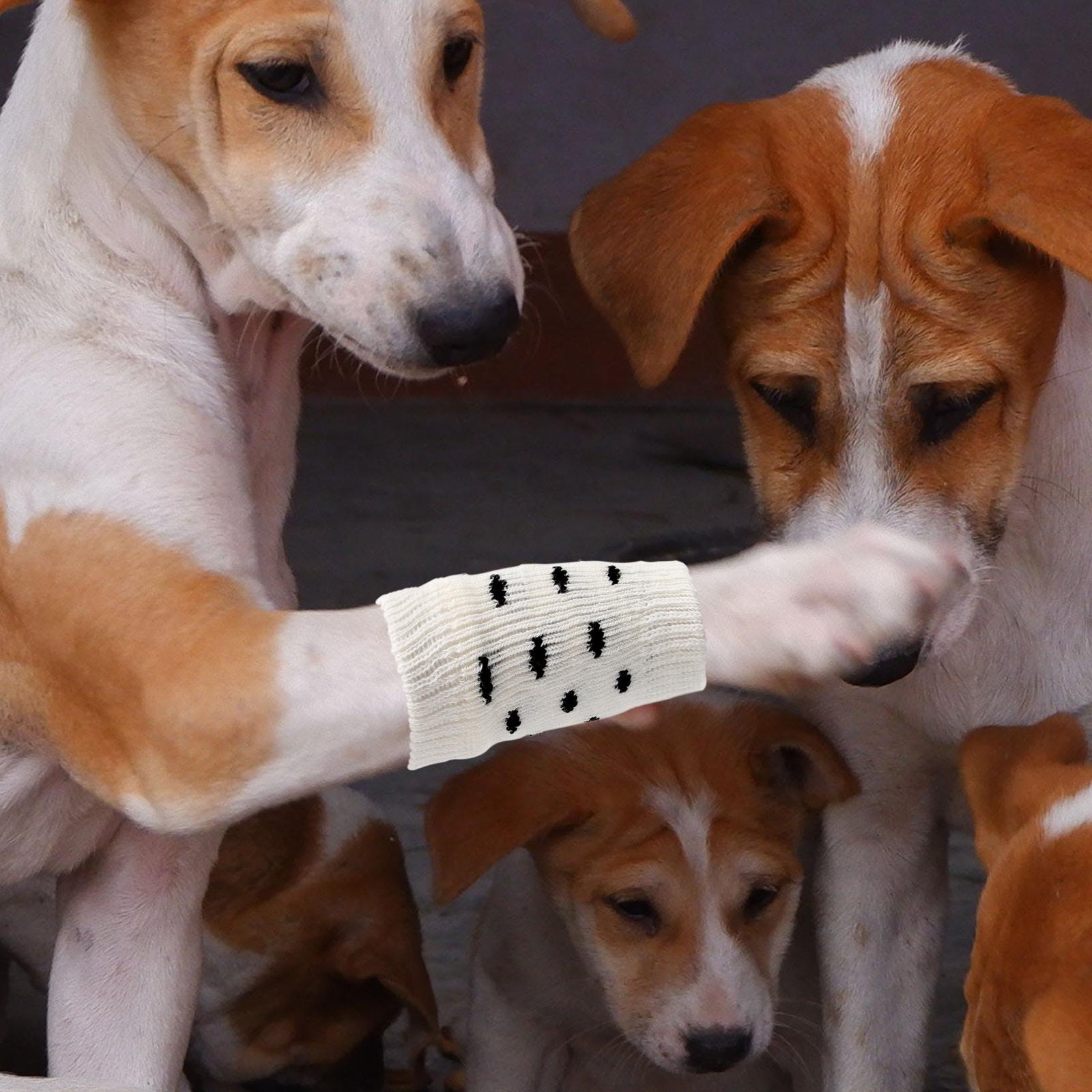 

4pcs Pet Warmers Soft Cotton Dog Leg Socks For Cold Weather Hock Elbow Protection Knitted Warm Leg Sleeves Anti-Slip Winter Wear 8X4X0.7CM