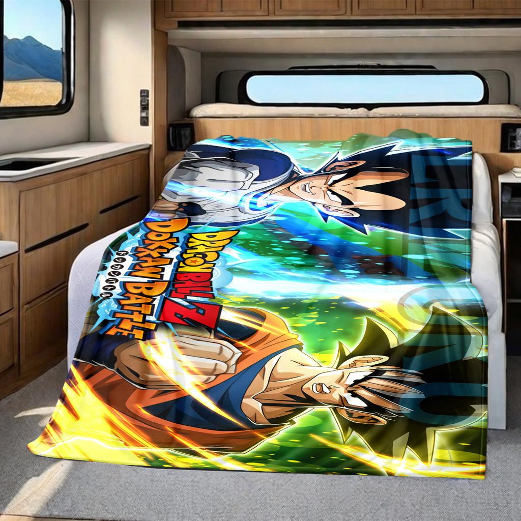 1PC Son Goku Print Flannel Blanket, High Quality All Seasons, Home Decor, Warmth and Comfort, Perfect for Christmas Gifts