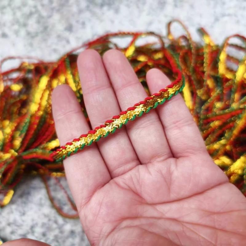 

2025 Fine gold silver thread woven handmade crafts Lace ribbon DIY headband handbag rope Quiet book ita bag decorative materials 1 yard