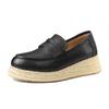 Fashion Straw Sole Wedge Single Shoes Autumn New Round Toe Deep Mouth Platform Non-slip Wear-resistant Loafers