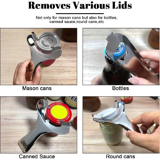 Mason Jar Opener No Lid Dents or Damage Multifunctional Jar Opener Easy Twist Manual Handheld Top Remover Bottle Opener Made For Lifetime
