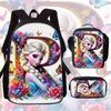Zaino Scolastico Principessa Set da 3 Pezzi Grande Capacità Impermeabile Borsa a Spalla Astuccio Borsa a Tracolla per Bambini