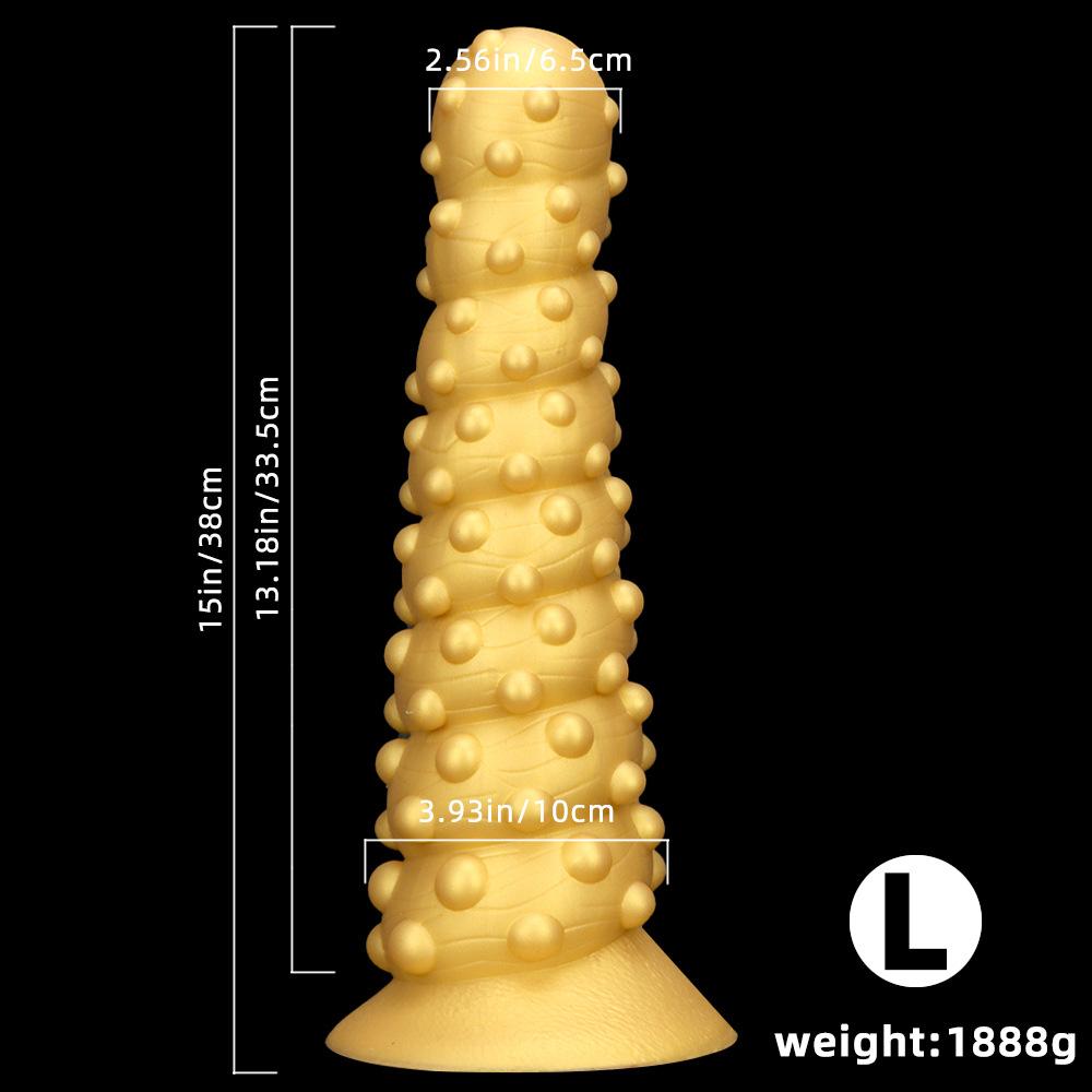 Golden Silicone Giant Suction Cup Large Anal Plug Oversized Thread Posterior Anal Canal