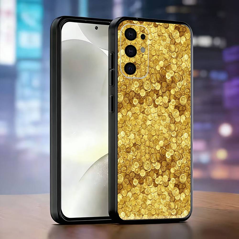 Money Gold Art Phone Case For Samsung S25,S24,S21,S22,S23,S30,Ultra,S20,Plus,Fe,Lite,Note,10,Black Cover