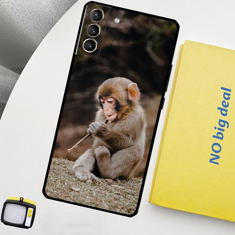 Cute Baby Monkey Animal Phone Case For Samsung Galaxy S25 Ultra S20 S21 S22 S23 Plus S9 S10 S25 FE S24 Ultra Cover