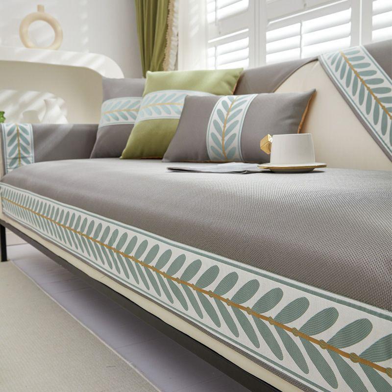 Cooling Ice Silk Sofa Cushion Cover, Non-Slip Washable Summer Sofa Protector, Multiple Sizes and Colors