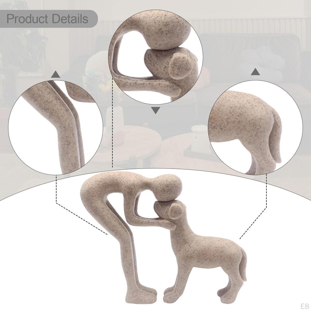 Human And Dog Figure, Resin Sculpture, Unique Gift for , Ornament, Statue Office, Party,