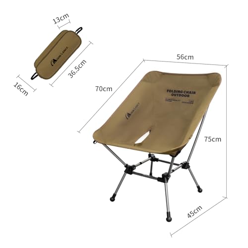 MOON LENCE Outdoor Chair, Wide, 2-Way Height Adjustable, Camping Chair, Lightweight, Foldable, Compact, Perfect for Hiking, Fishing, and Mountaineerin