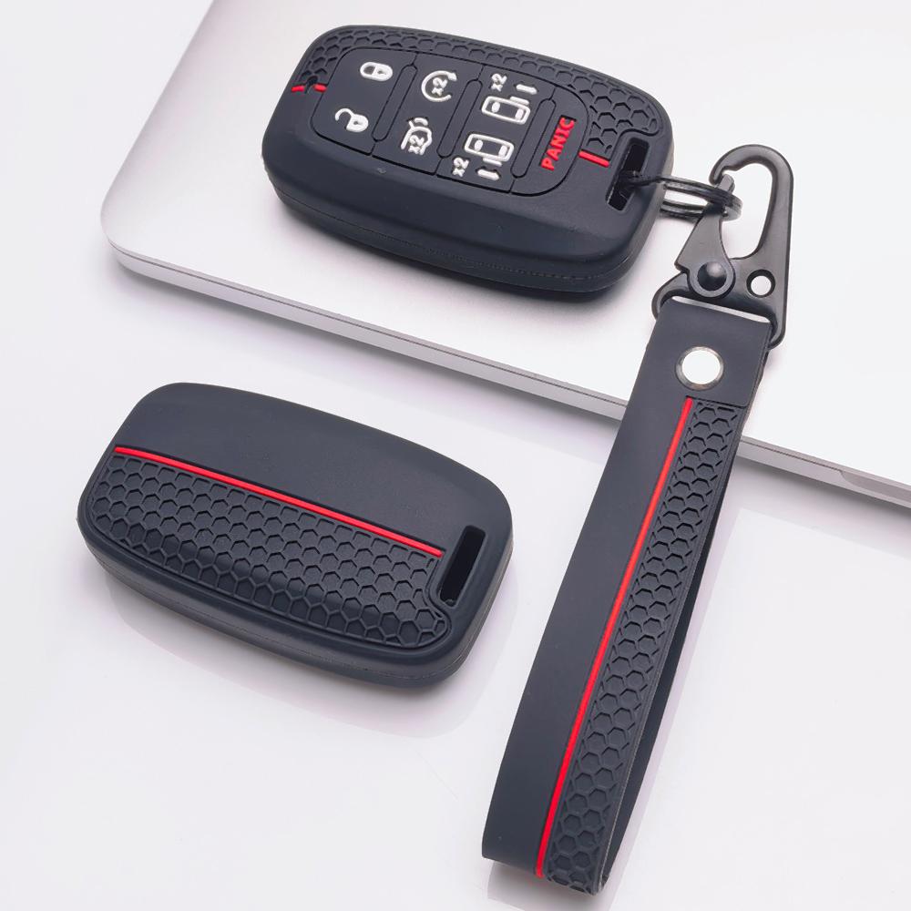 Κάλυμμα Κλειδοθήκης για Chrysler Pacifica Hybrid Voyager με Κρίκο Κλειδιών Αντιχαρακτικό Προστατευτικό Αντικραδασμική Προστασία Υφή Μαλακής Λαβής Ανταποκρινόμενο Κουμπί Αφής