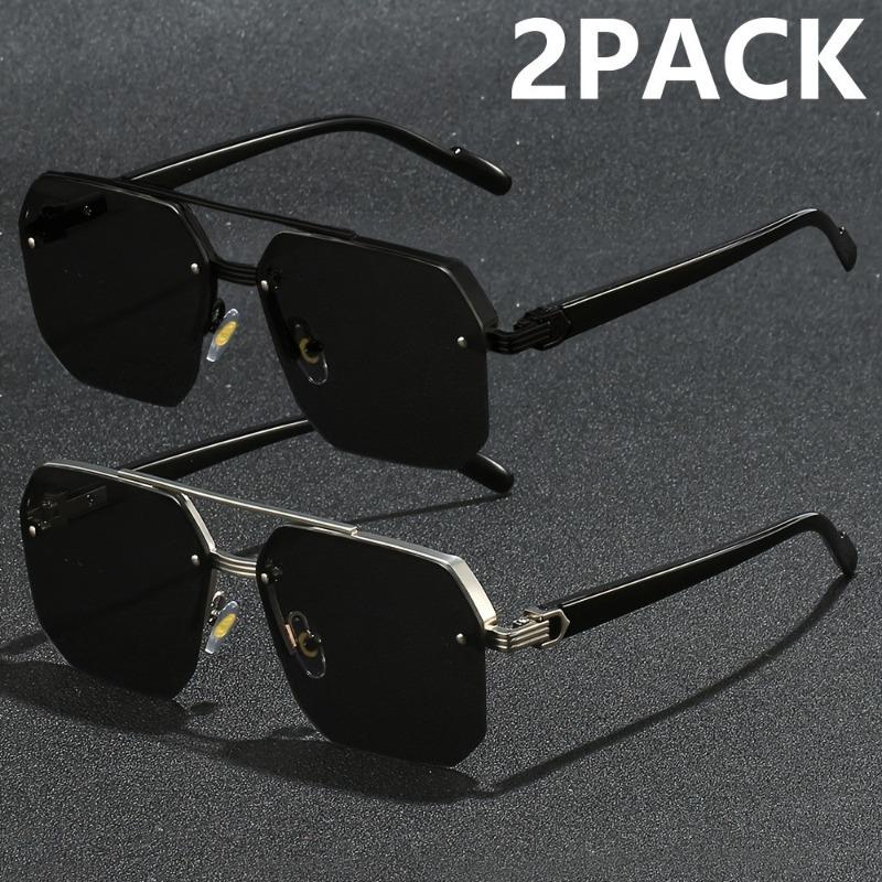 2pcs Semi-Rimless Fashion Glasses for Men Women Perfect for Summer Parties Casual Streetwear Holiday Gifts