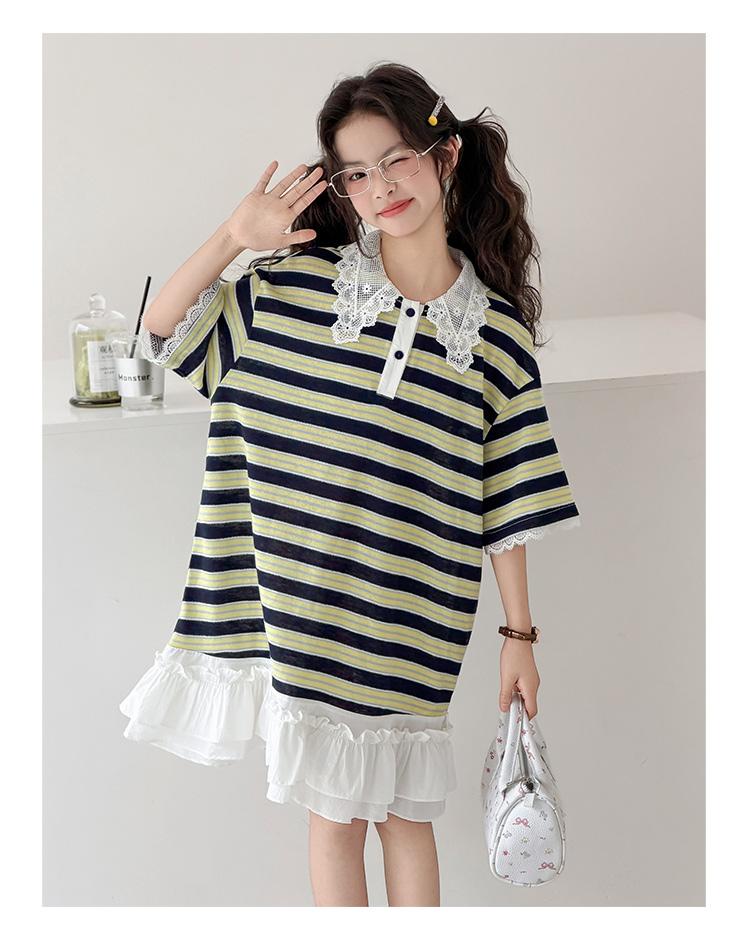 Girls' dress summer 2026 new children's striped summer dress, mid size children's half skirt, girls' T-shirt dress trend