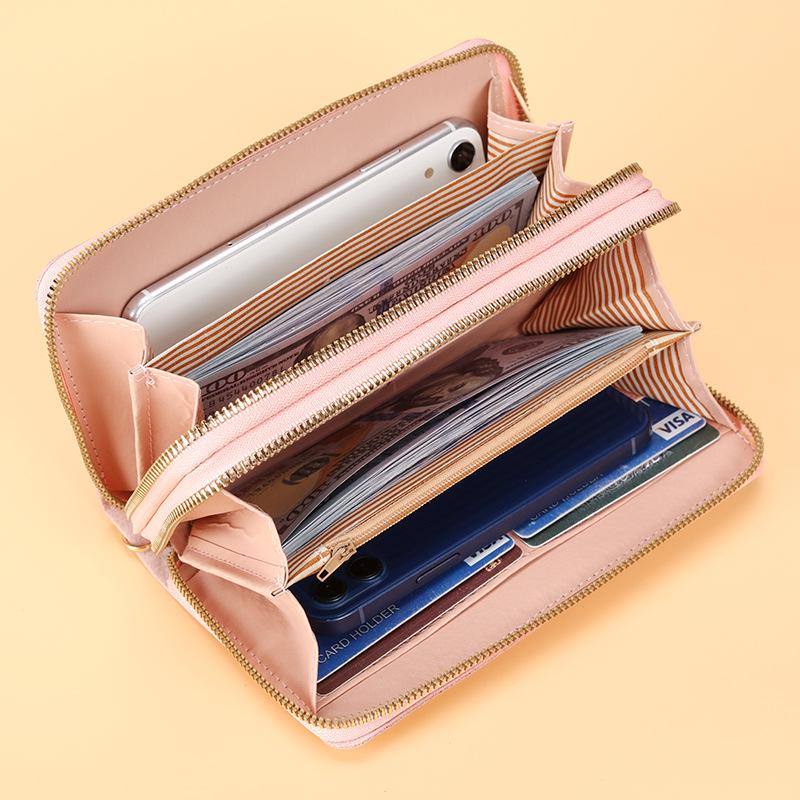 2025 Women's Large Capacity Double Zipper Clutch Wallet - Holds Mobile Phone