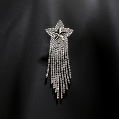 Luxury Pentagram Fringed Brooch Female Personality Suit Corsage Niche Design Pin With Jewelry