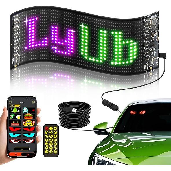

1PCS LED Devil Eyes Light for Cars,23 x 5 Truck Eyes Lights Windshield, Programmable Animated LED Display,Scrolling Led Light for car Truck Windows 7 x3